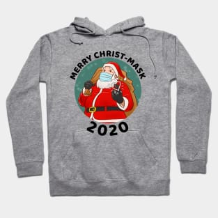 Merry Christmask 2020 Santa wearing mask xmas Hoodie